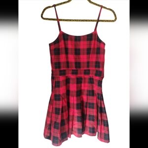 Red and Black Plaid school Girl Punk Dark Academia Mini Dress sz Xs